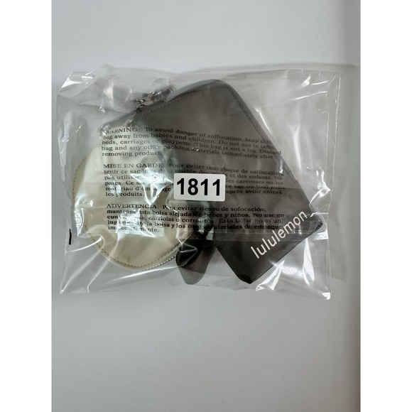 New Lululemon Dual Pouch Wristlet Wallet GRSG/LTIV/SLVR Silver Hardware Logo - Picture 7 of 7